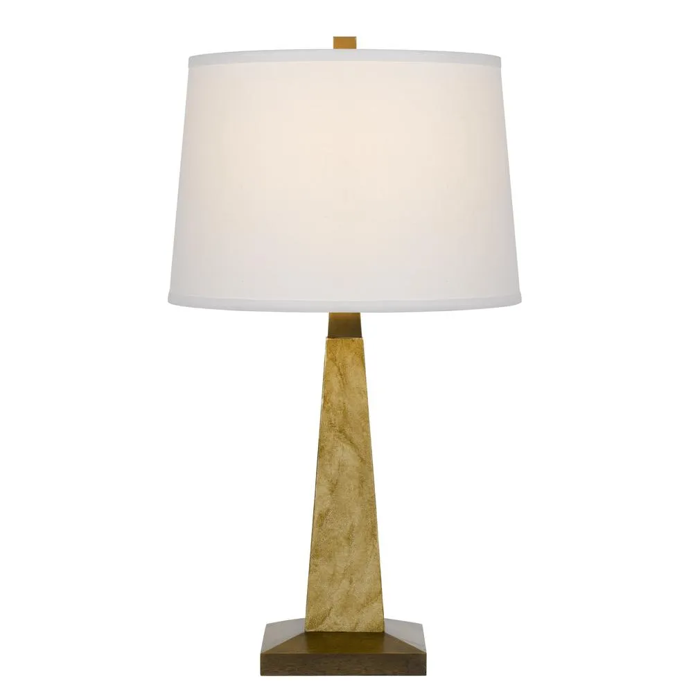 150W 3 Way Ravenna Resin Pyramid Design Table Lamp With Hardback Taper Fabric Drum Shade, Earth By Cal Lighting