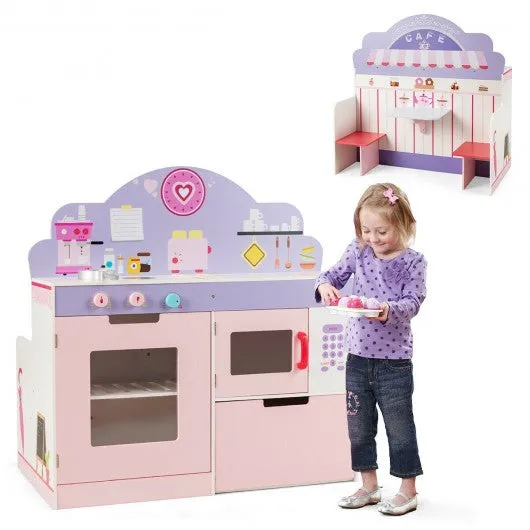 2 in 1 Kitchen and Cafe Pretend Cooking Playset