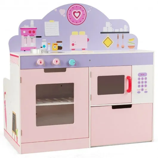 2 in 1 Kitchen and Cafe Pretend Cooking Playset