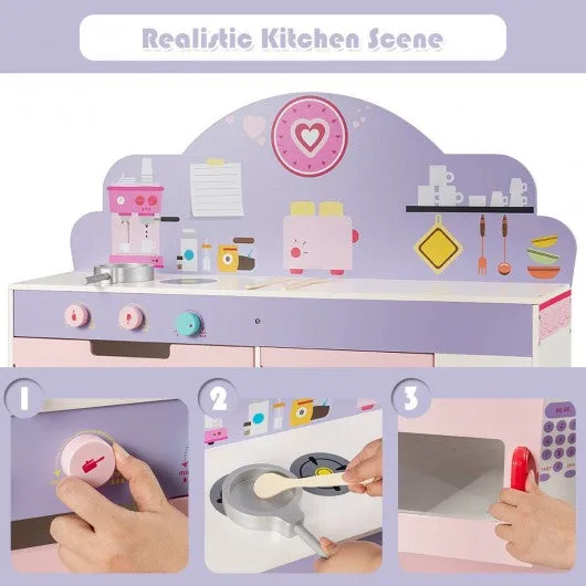 2 in 1 Kitchen and Cafe Pretend Cooking Playset