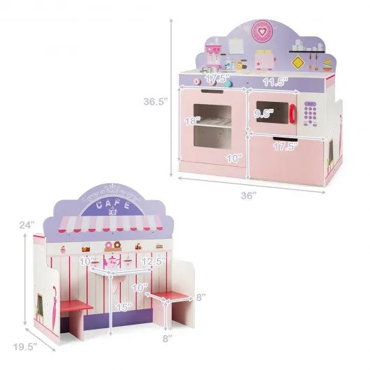 2 in 1 Kitchen and Cafe Pretend Cooking Playset