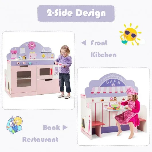 2 in 1 Kitchen and Cafe Pretend Cooking Playset