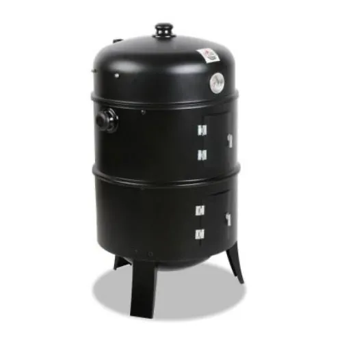 3-in-1 Charcoal BBQ Smoker - Black