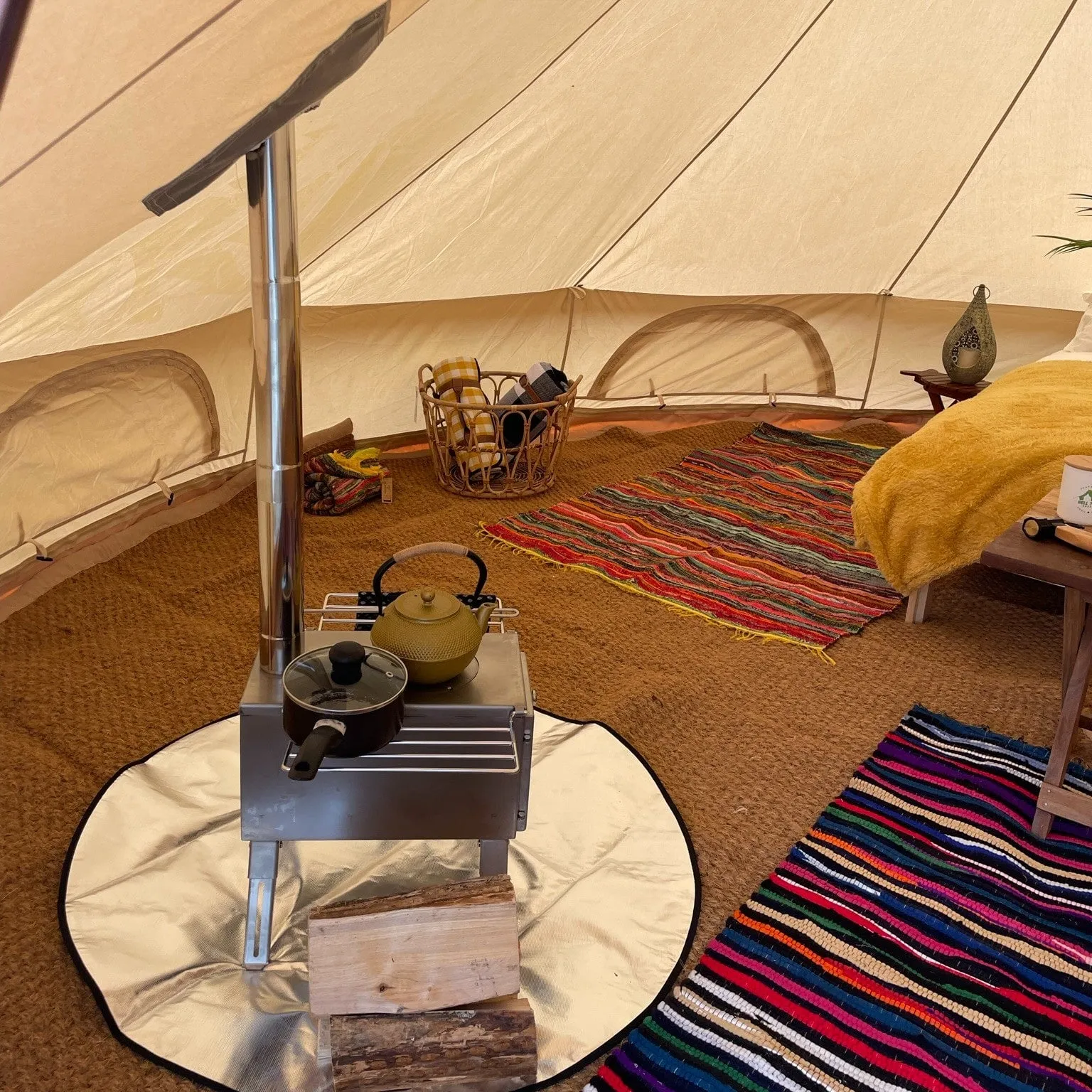 5m Bell Tent Fireproof With Stove Hole & Flap