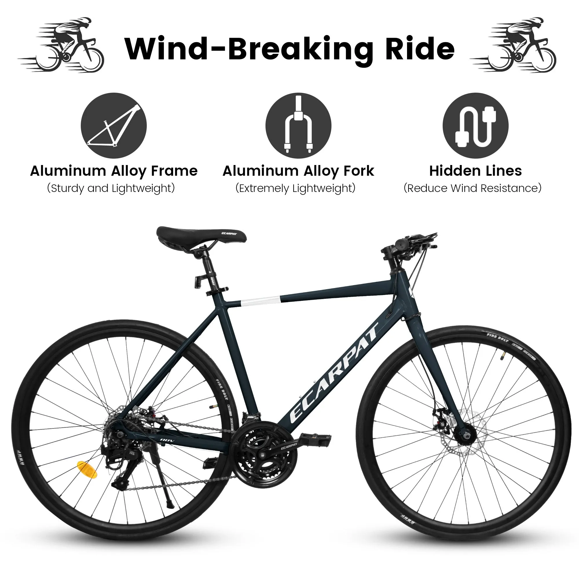 A28320 700c Ecarpat Road Bike, 24-Speed L-TWOO Disc Brakes, Light Weight Aluminum Frame ,Racing Bike City Commuting Road Bicycle for Men Women