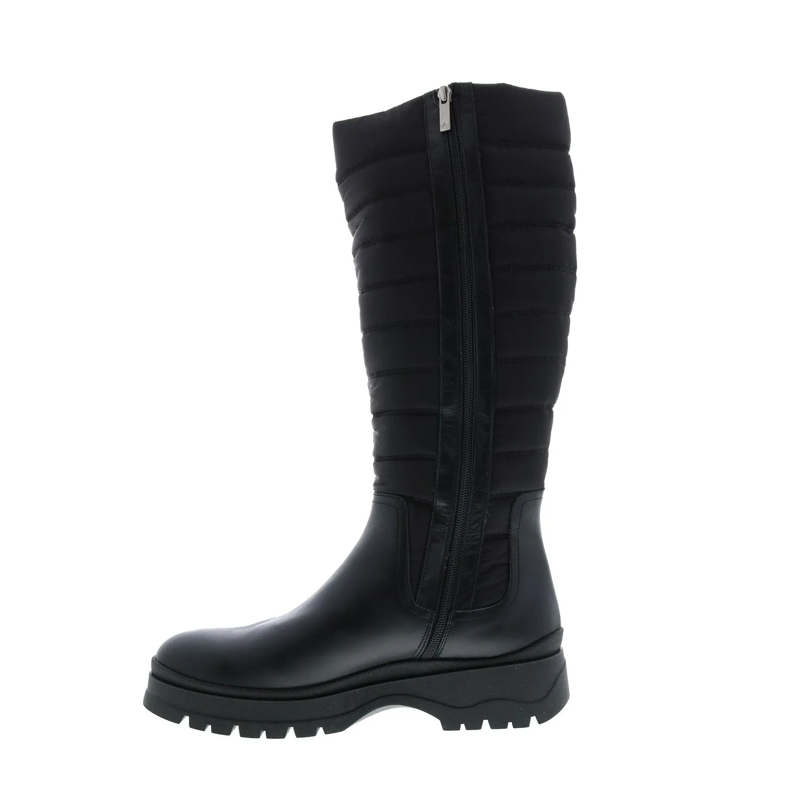 Aquatalia Skyla Calf Tech Nylon 34L3822-BBK Womens Black Leather Zipper Knee High Boots