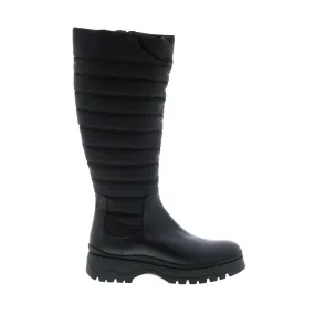 Aquatalia Skyla Calf Tech Nylon 34L3822-BBK Womens Black Leather Zipper Knee High Boots