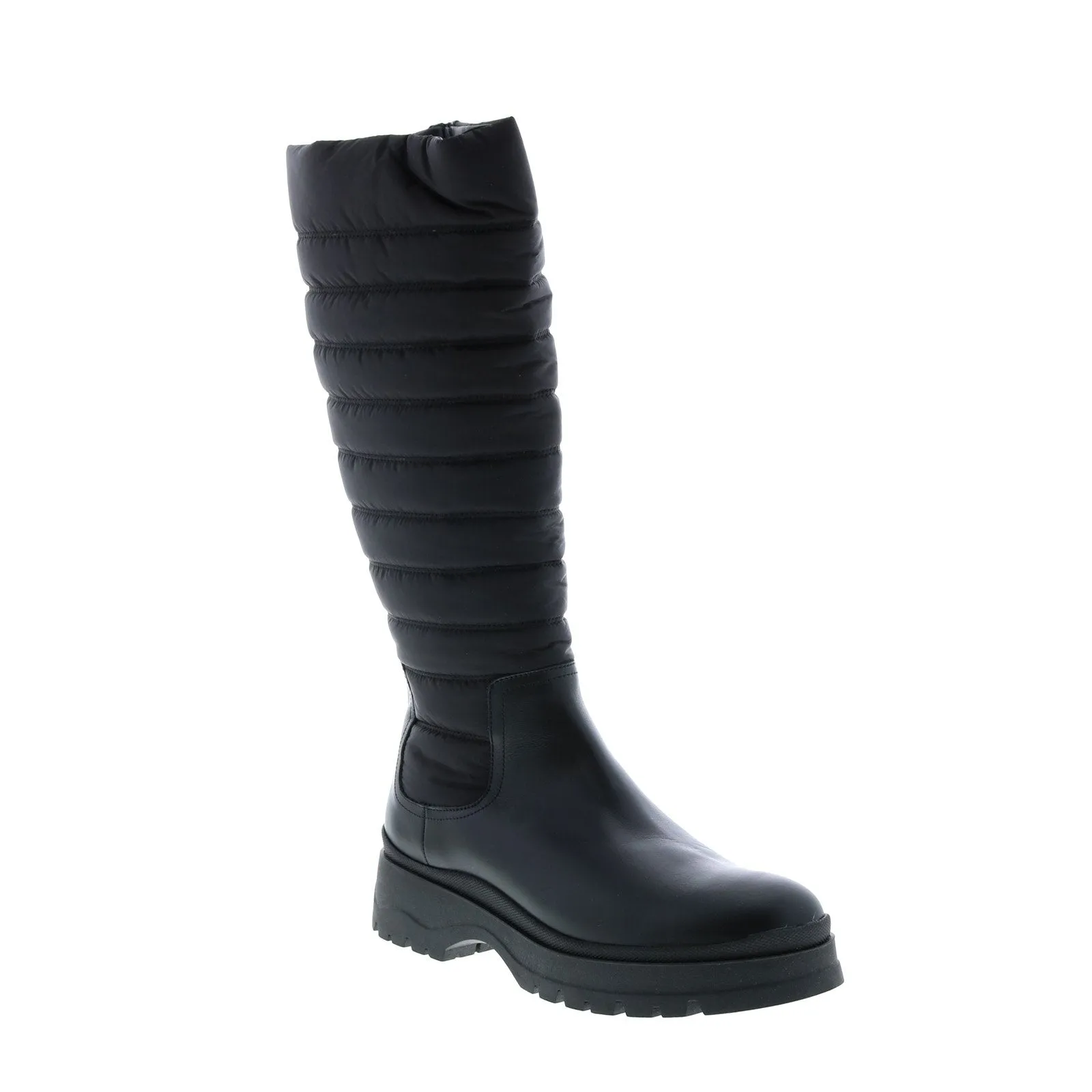 Aquatalia Skyla Calf Tech Nylon 34L3822-BBK Womens Black Leather Zipper Knee High Boots