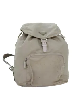 Authentic Cream Nylon Backpack by Prada