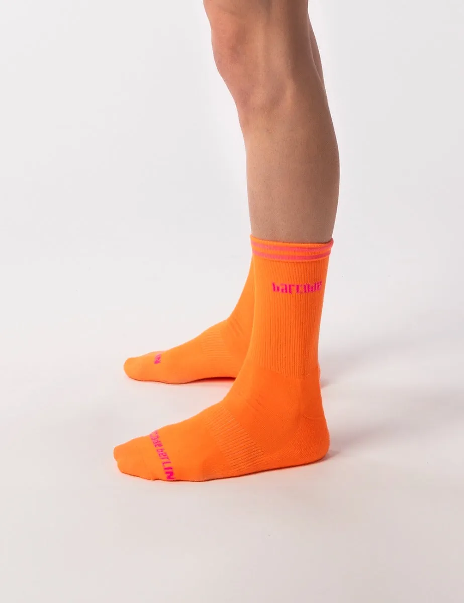 Barcode Berlin Festival Socks Neon Orange Pink