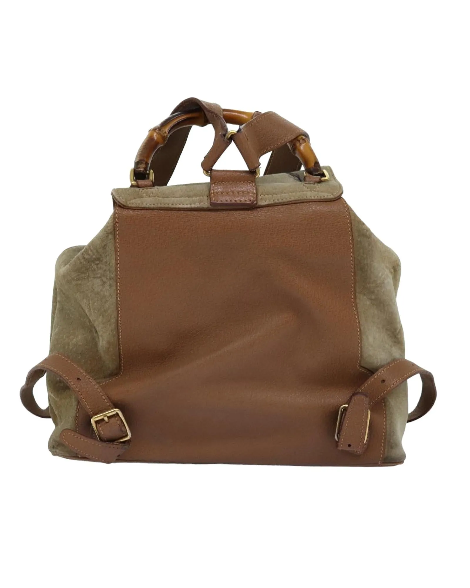 Beige Suede Bamboo Backpack - Italian Made CD Rank SKU 75961