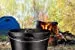 Bruntmor, 3 Legged Pre-Seasoned Cast Iron Camping Flanged lid Deep Dutch Oven, 6 Quart w