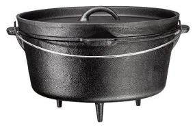 Bruntmor, 3 Legged Pre-Seasoned Cast Iron Camping Flanged lid Deep Dutch Oven, 6 Quart w