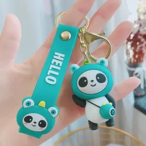 Cute Blue Panda Model B | 3D Lanyard Keychain | Silicone