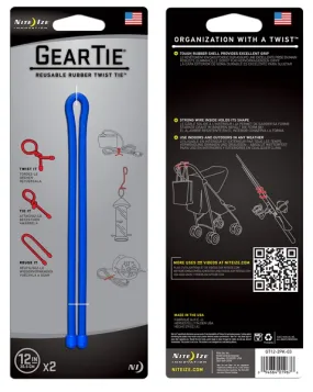 Gear Tie 12"-Blue 2Pk