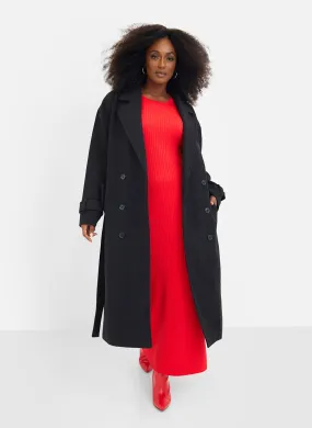 Hazel Structured Belted Coat - Black