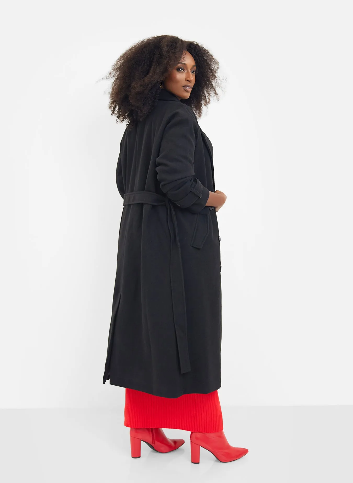 Hazel Structured Belted Coat - Black