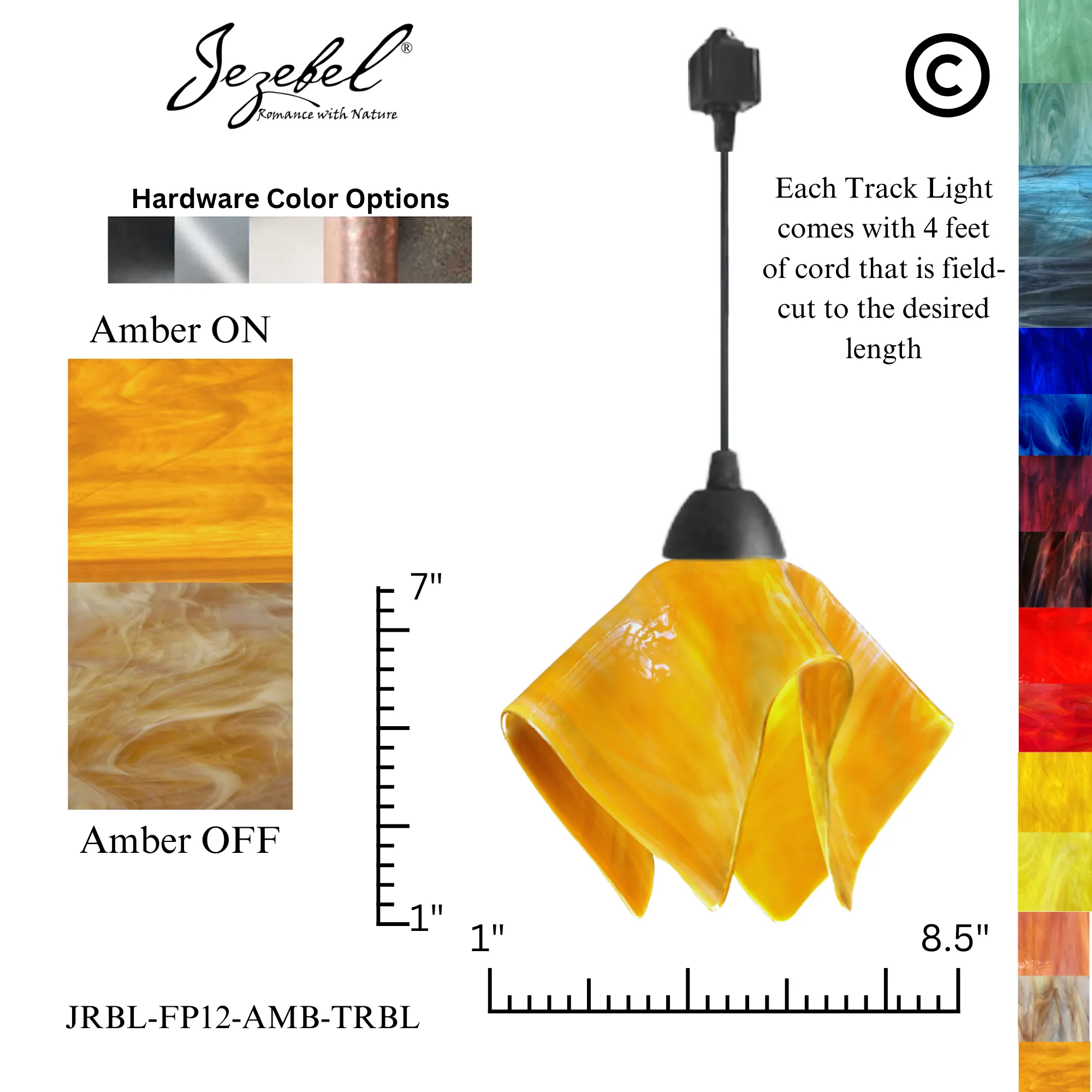 Jezebel Radiance® Track Lighting Flame Pendant, Small