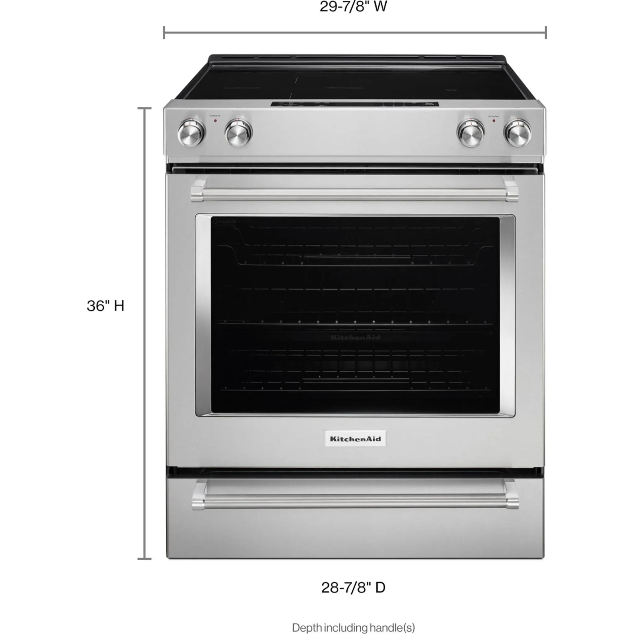 KitchenAid  30" 5-Element Electric Convection Front Control Range (YKSEG700ESS)