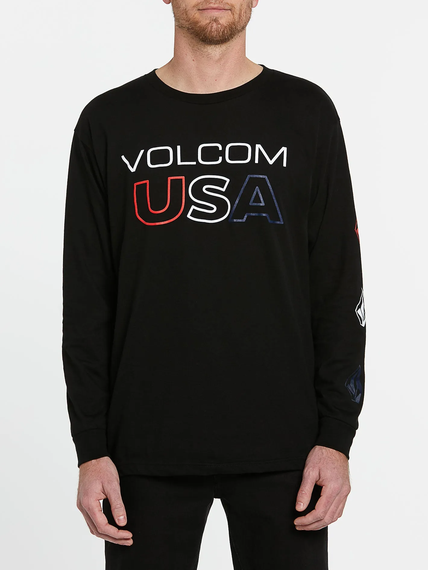 Mens USA Long Sleeve Tee - Black