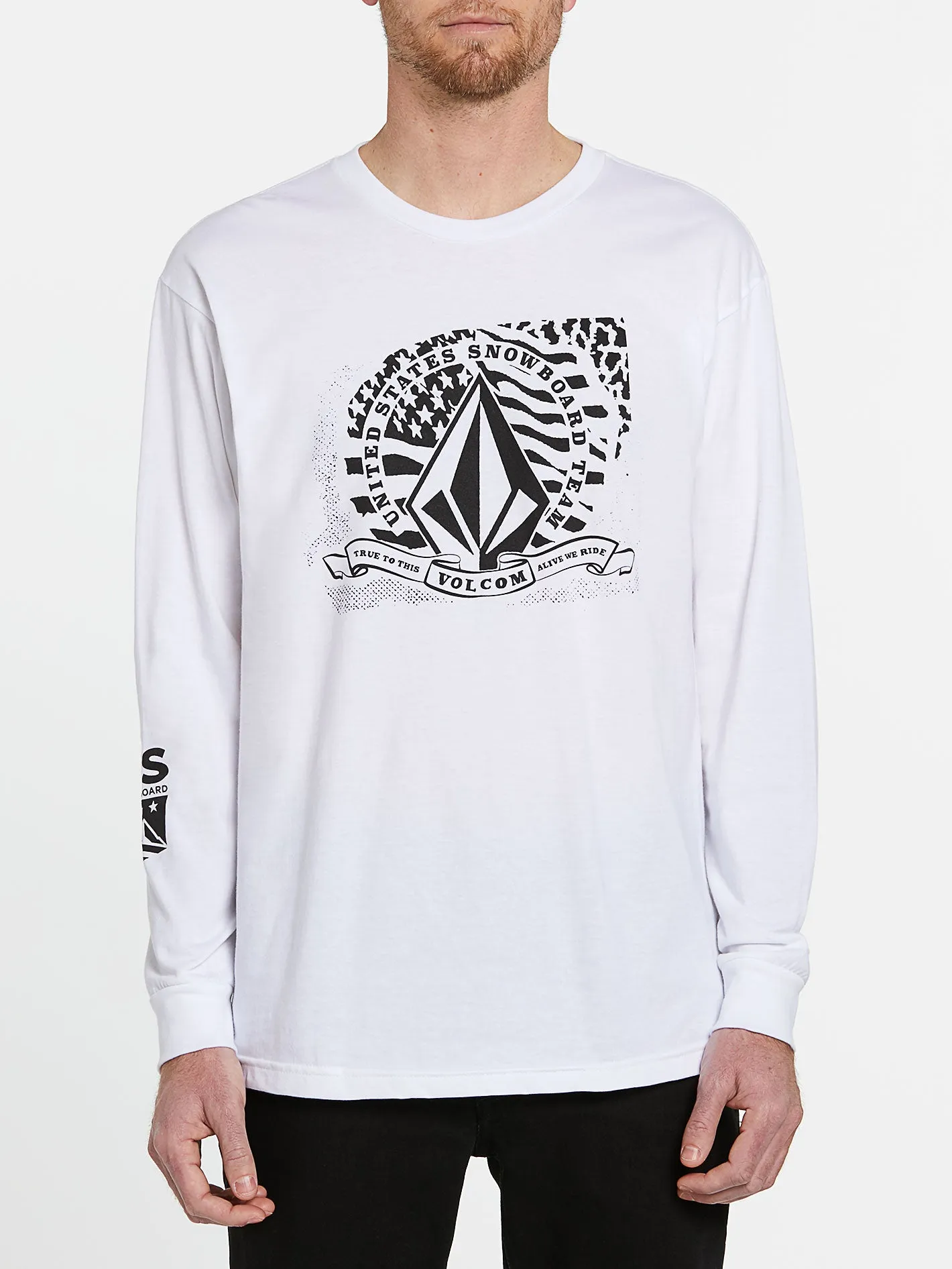 Mens USA Long Sleeve Tee - White