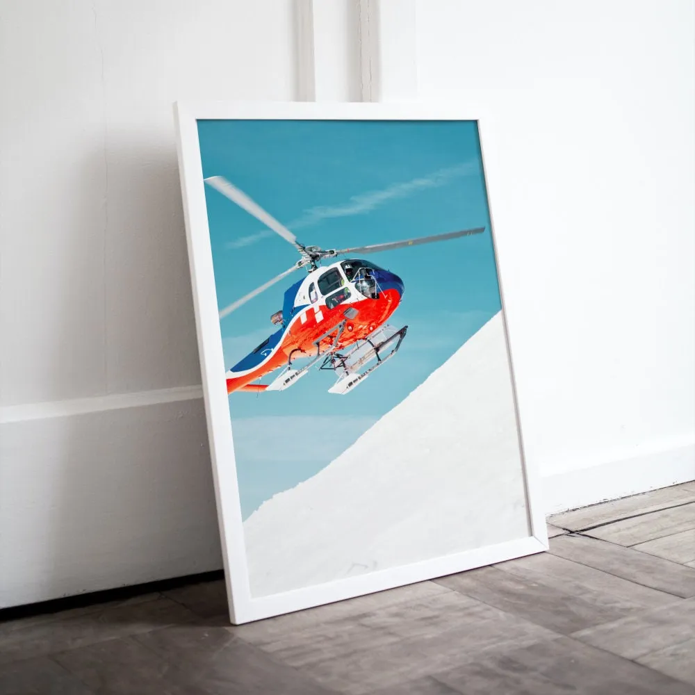 Snow Helicopter Poster PRINTABLE ART, Sports Prints, Sports Aesthetic, Ski House Decor, Helicopter Decor, Aircraft Poster, Ski Lover Gift