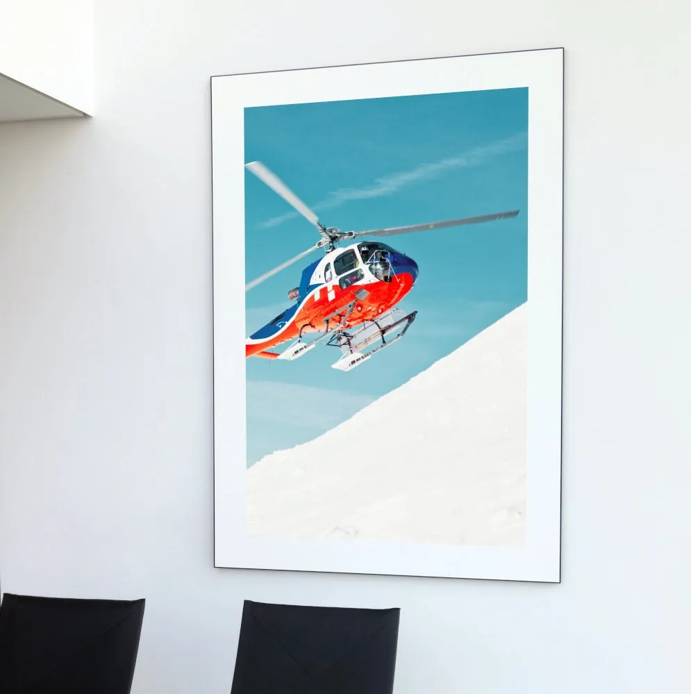 Snow Helicopter Poster PRINTABLE ART, Sports Prints, Sports Aesthetic, Ski House Decor, Helicopter Decor, Aircraft Poster, Ski Lover Gift