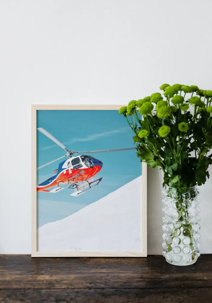 Snow Helicopter Poster PRINTABLE ART, Sports Prints, Sports Aesthetic, Ski House Decor, Helicopter Decor, Aircraft Poster, Ski Lover Gift