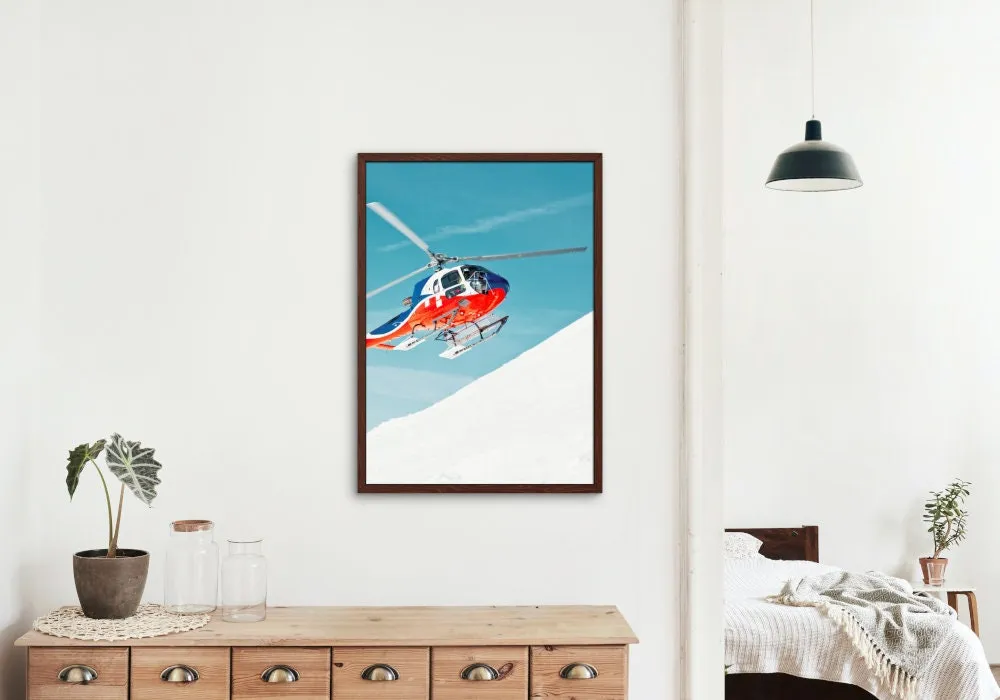 Snow Helicopter Poster PRINTABLE ART, Sports Prints, Sports Aesthetic, Ski House Decor, Helicopter Decor, Aircraft Poster, Ski Lover Gift