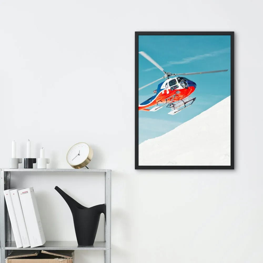 Snow Helicopter Poster PRINTABLE ART, Sports Prints, Sports Aesthetic, Ski House Decor, Helicopter Decor, Aircraft Poster, Ski Lover Gift