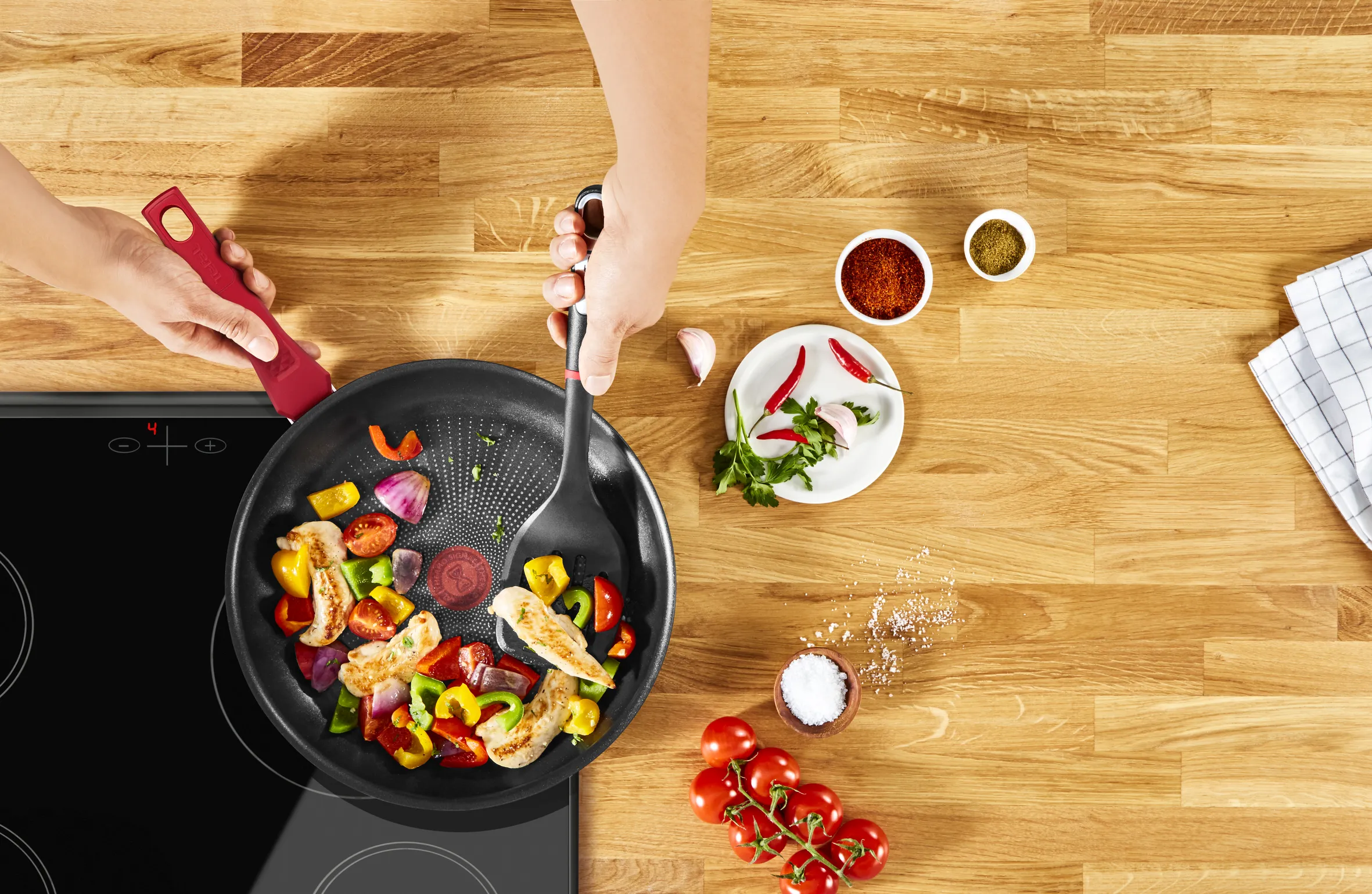 Tefal Daily Chef Red Non-Stick Induction Frypan 30cm