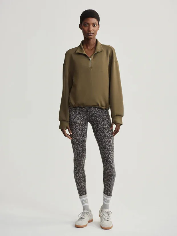 Varley Sian Cropped Half Zip Midlayer - Dark Olive