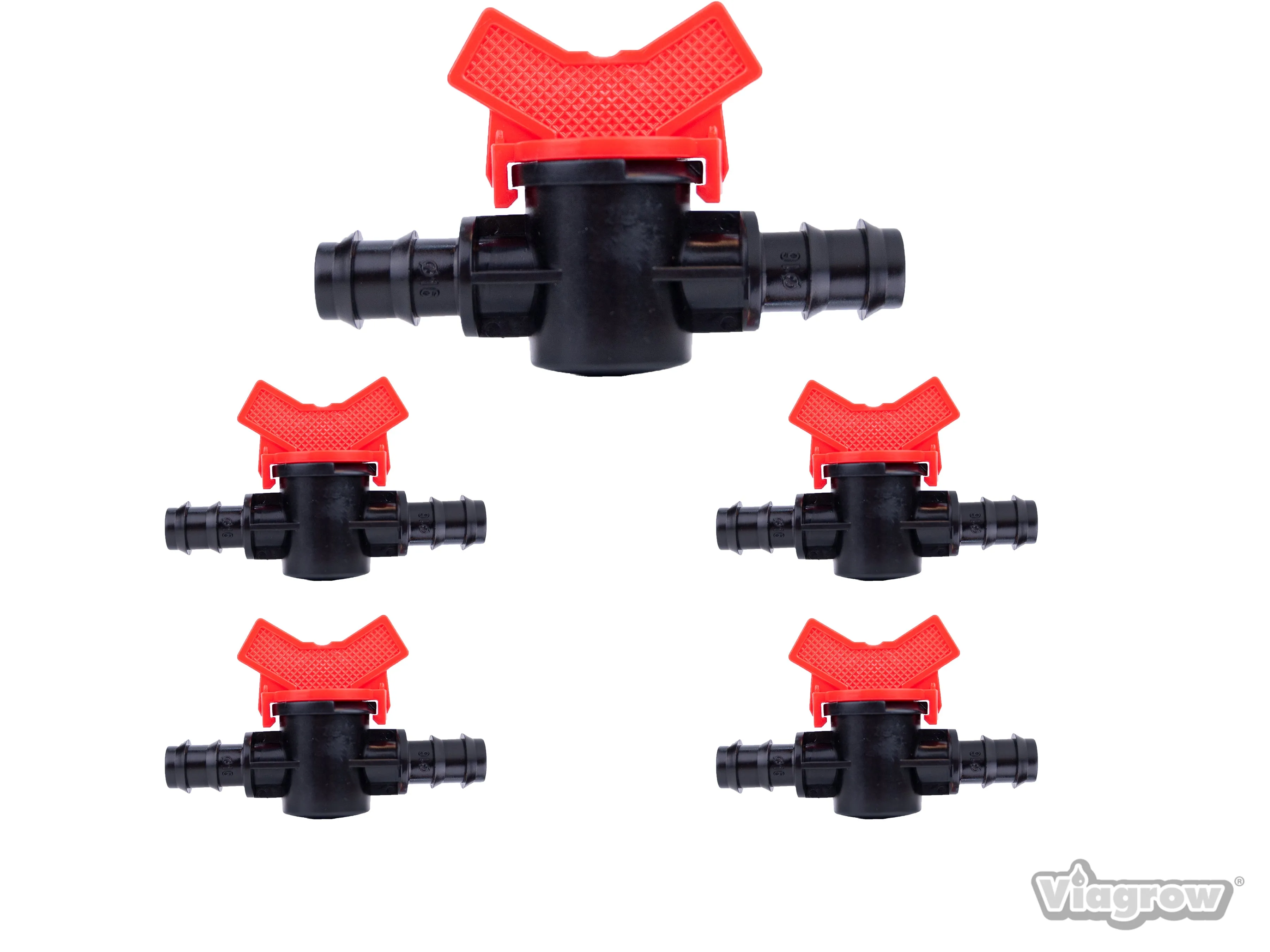 Viagrow Plastic Barbed Shut Off Ball Connector’s Irrigation Fitting for ½ inch, Black, 5 Units Per Pack