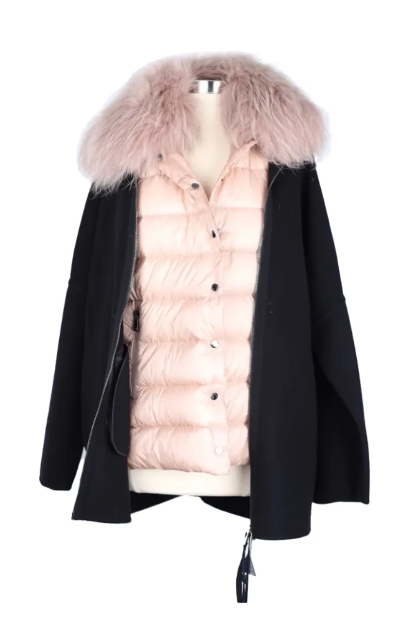 Wool-Cashmere 2 In 1 Dress Coat W/ Fur Vest